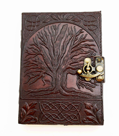 5 x 7 inch Tree of Life Leather Embossed Journal with Aged Looking Paper